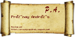 Prónay András névjegykártya